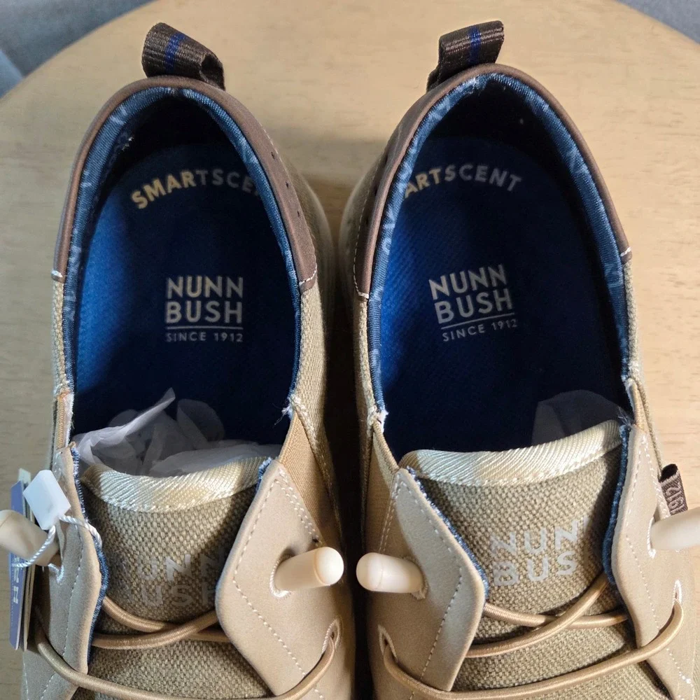 NEW Nunn Bush Brewski MT Slip Mens 11 M Stone Canvas Loafers Boat Shoes